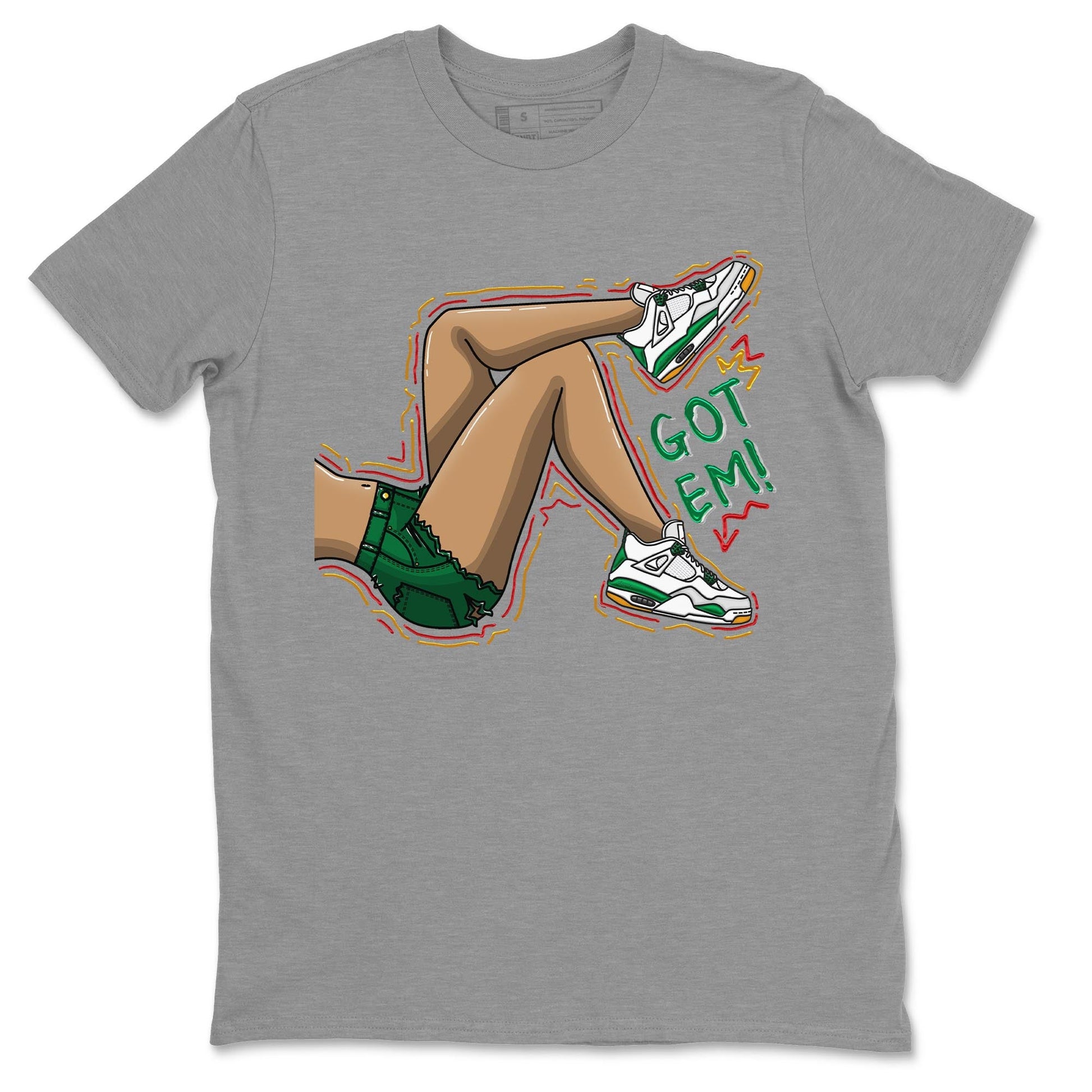 Air Jordan 4 Pine Green Sneaker Match Tees Got Em Legs Sneaker Tees AJ 4s Pine Green Sneaker Release Tees Unisex Shirts Heather Grey 2