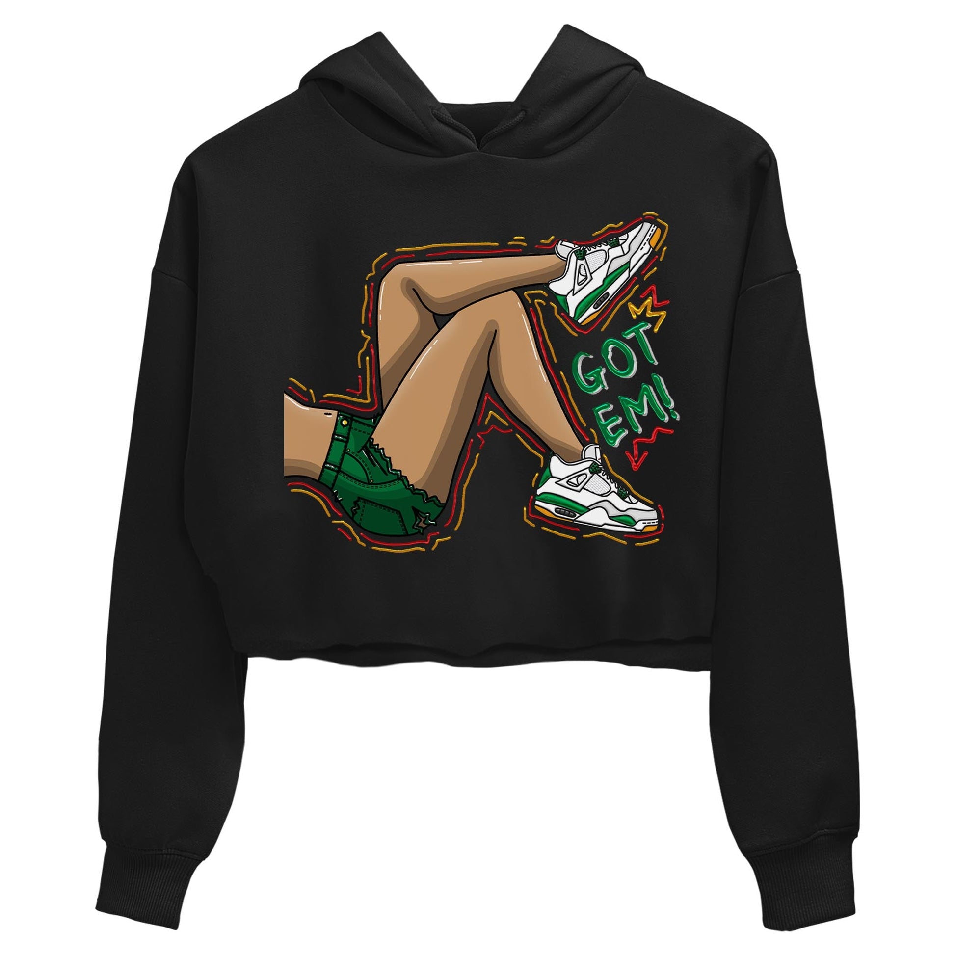 Air Jordan 4 Pine Green Sneaker Match Tees Got Em Legs Sneaker Tees AJ 4s Pine Green Sneaker Release Tees Women's Shirts Black 2