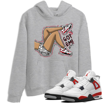 4s Red Cement shirt to match jordans Got Em Legs sneaker tees Air Jordan 4 Red Cement SNRT Sneaker Release Tees Crew Neck Casual Unisex Heather Grey 1 T-Shirt