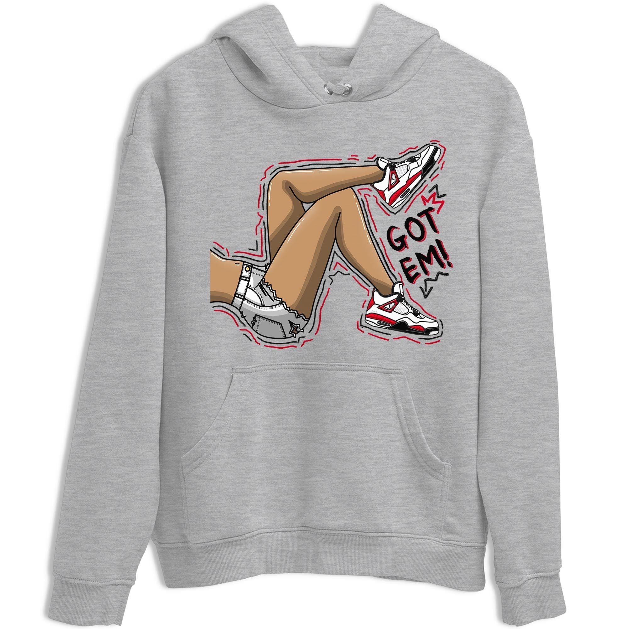4s Red Cement shirt to match jordans Got Em Legs sneaker tees Air Jordan 4 Red Cement SNRT Sneaker Release Tees Crew Neck Casual Unisex Heather Grey 2 T-Shirt