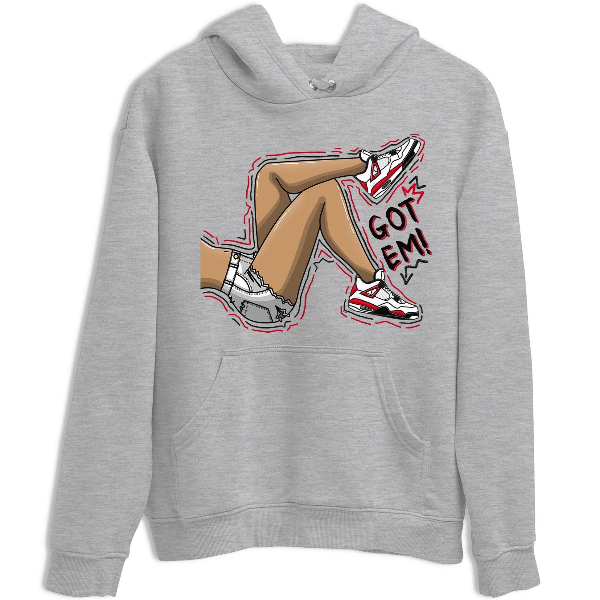 4s Red Cement shirt to match jordans Got Em Legs sneaker tees Air Jordan 4 Red Cement SNRT Sneaker Release Tees Crew Neck Casual Unisex Heather Grey 2 T-Shirt