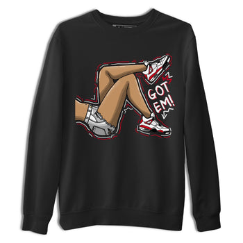 4s Red Cement shirt to match jordans Got Em Legs sneaker tees Air Jordan 4 Red Cement SNRT Sneaker Release Tees Crew Neck Casual Unisex Black 2 T-Shirt