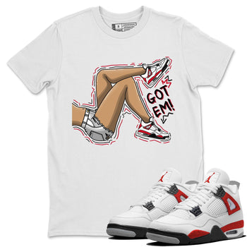 4s Red Cement shirt to match jordans Got Em Legs sneaker tees Air Jordan 4 Red Cement SNRT Sneaker Release Tees Crew Neck Casual Unisex White 1 T-Shirt