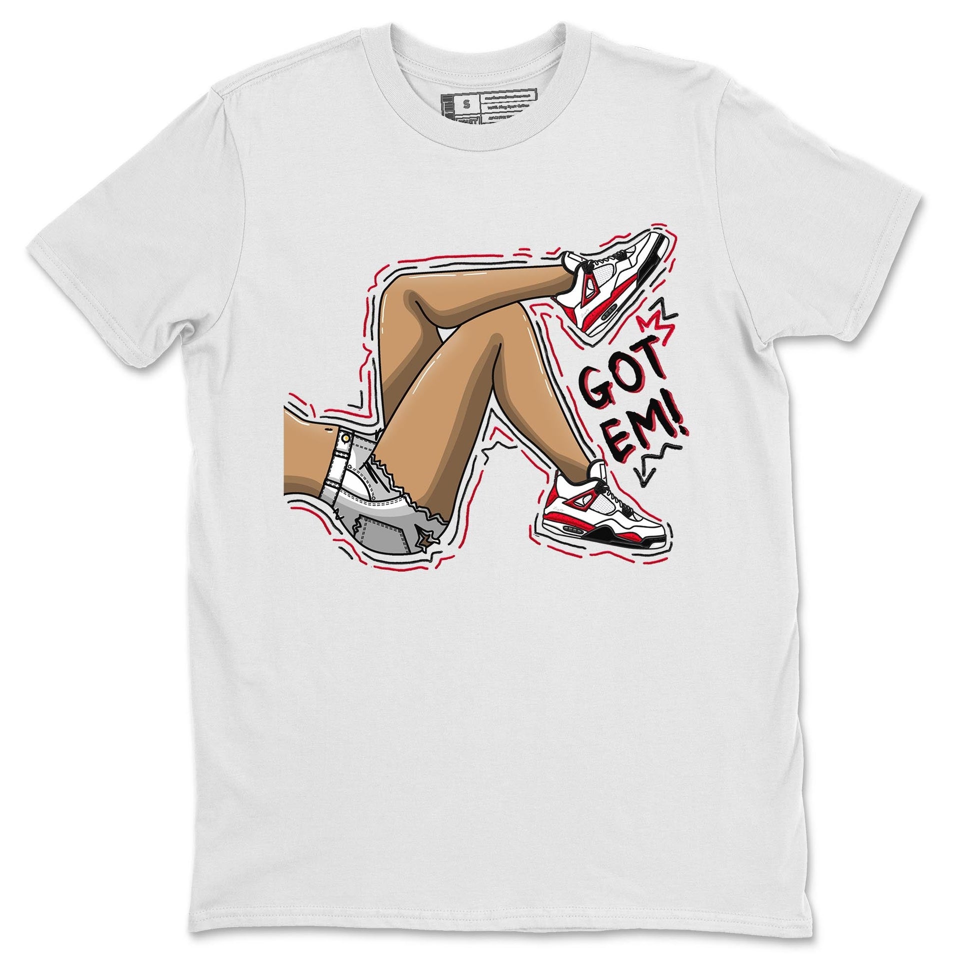 4s Red Cement shirt to match jordans Got Em Legs sneaker tees Air Jordan 4 Red Cement SNRT Sneaker Release Tees Crew Neck Casual Unisex White 2 T-Shirt