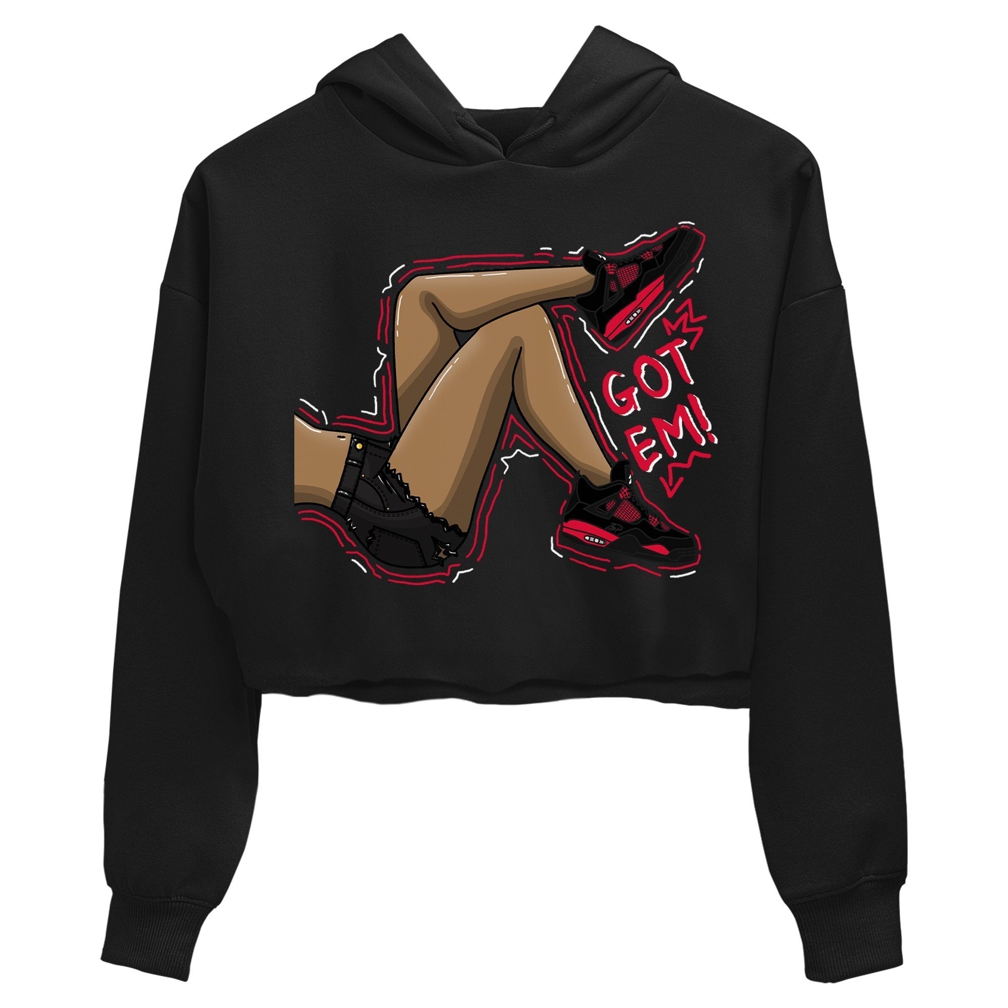 Jordan 4 Red Thunder Sneaker Match Tees Got Em Legs Sneaker Tees Jordan 4 Red Thunder Sneaker Release Tees Women's Shirts