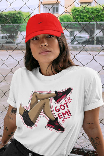 Jordan 4 Red Thunder Sneaker Match Tees Got Em Legs Sneaker Tees Jordan 4 Red Thunder Sneaker Release Tees Unisex Shirts