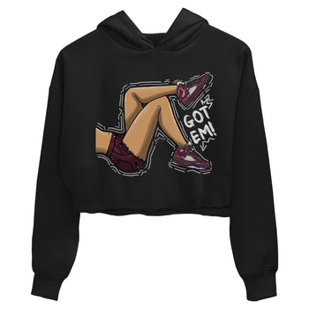 Jordan 5 Burgundy shirt to match jordans Got Em Legs sneaker tees Crew Neck AJ5 Burgundy SNRT Sneaker Release Tees Black 2 Crop T-Shirt