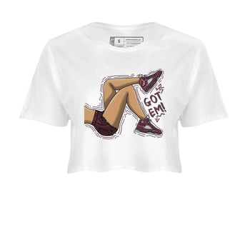 Jordan 5 Burgundy shirt to match jordans Got Em Legs sneaker tees Crew Neck AJ5 Burgundy SNRT Sneaker Release Tees White 2 Crop T-Shirt