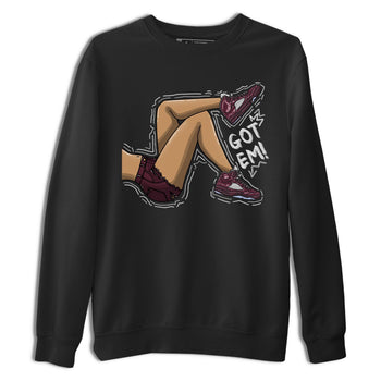 Jordan 5 Burgundy shirt to match jordans Got Em Legs sneaker tees Crew Neck AJ5 Burgundy SNRT Sneaker Release Tees Unisex Casual Shirts Black 2 T-Shirt