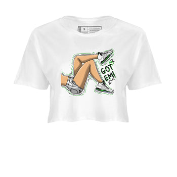 5s Lucky Green shirt to match jordans Got Em Legs sneaker tees Air Jordan 5 Lucky Green SNRT Sneaker Release Tees White 2 crop length shirt