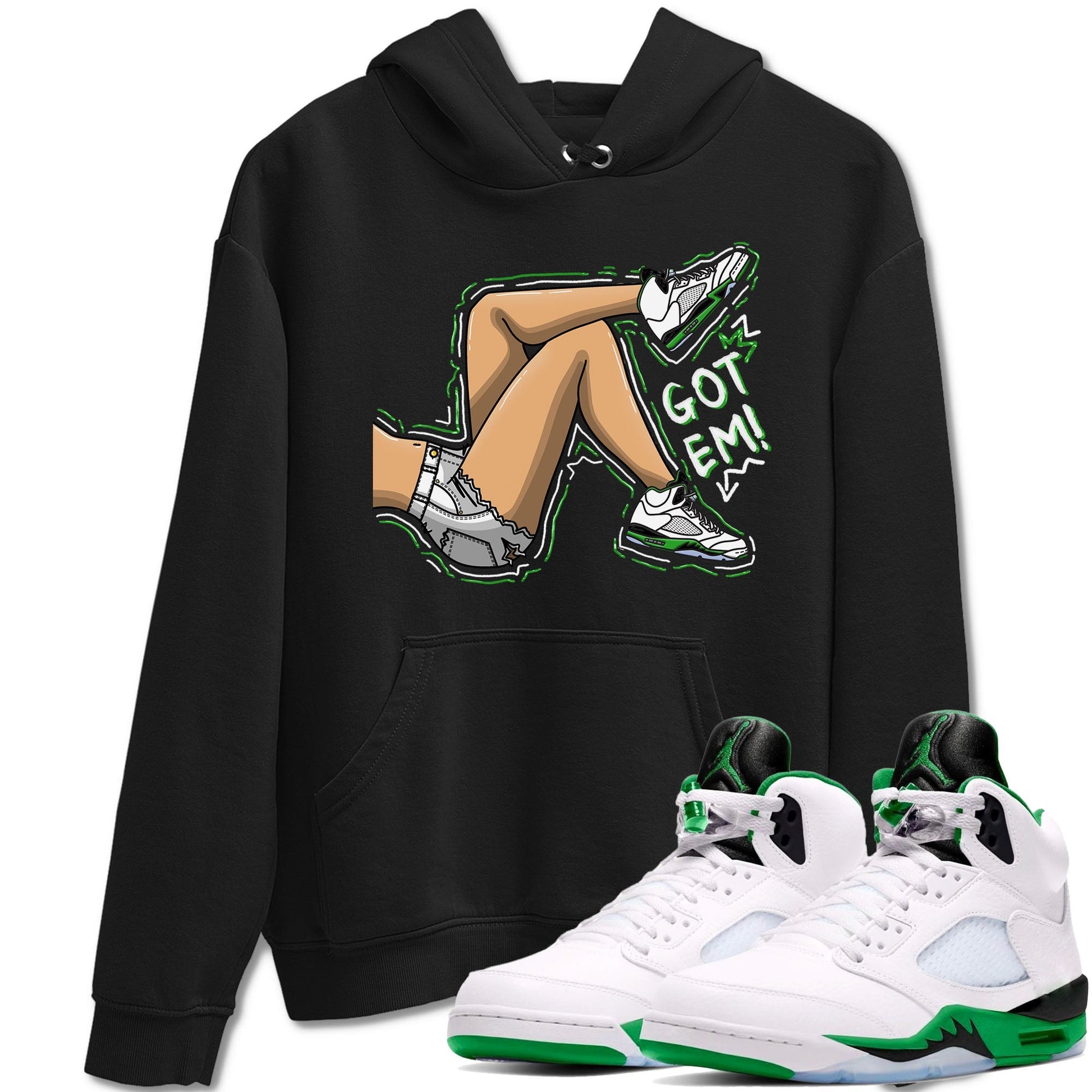 5s Lucky Green shirt to match jordans Got Em Legs sneaker tees Air Jordan 5 Lucky Green SNRT Sneaker Release Tees unisex cotton Black 1 crew neck shirt