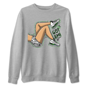 5s Lucky Green shirt to match jordans Got Em Legs sneaker tees Air Jordan 5 Lucky Green SNRT Sneaker Release Tees unisex cotton Heather Grey 2 crew neck shirt