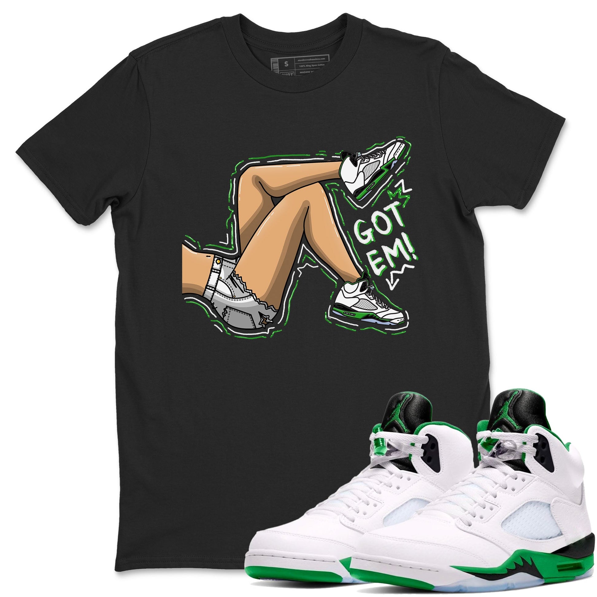 5s Lucky Green shirt to match jordans Got Em Legs sneaker tees Air Jordan 5 Lucky Green SNRT Sneaker Release Tees unisex cotton Black 1 crew neck shirt