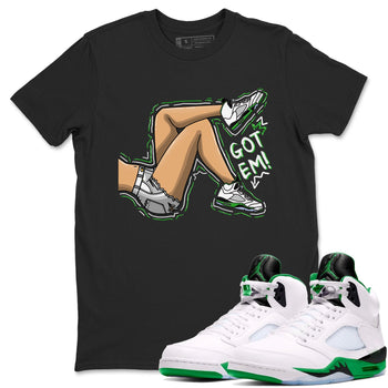 5s Lucky Green shirt to match jordans Got Em Legs sneaker tees Air Jordan 5 Lucky Green SNRT Sneaker Release Tees unisex cotton Black 1 crew neck shirt