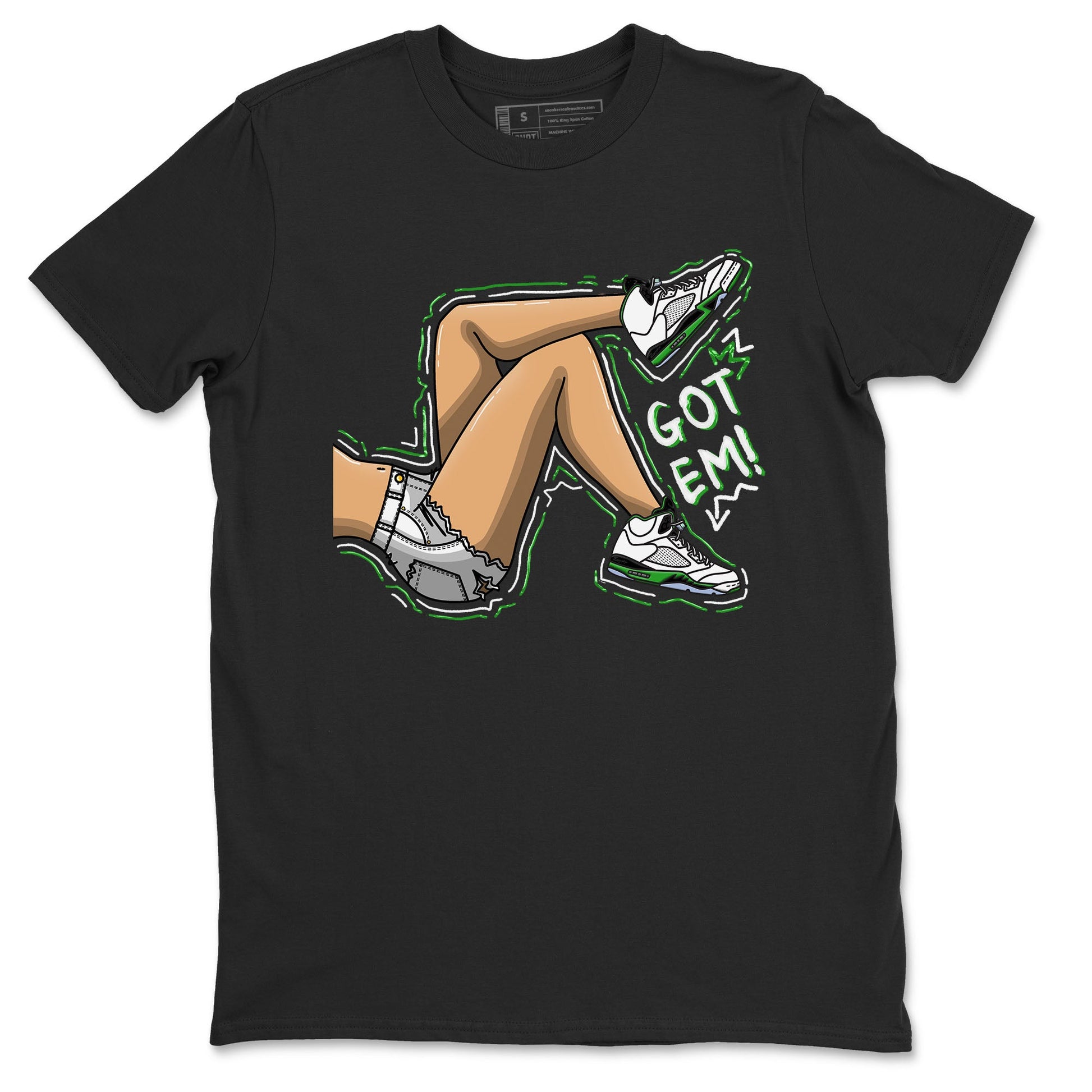 5s Lucky Green shirt to match jordans Got Em Legs sneaker tees Air Jordan 5 Lucky Green SNRT Sneaker Release Tees unisex cotton Black 2 crew neck shirt