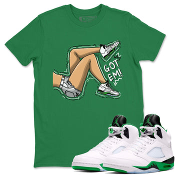 5s Lucky Green shirt to match jordans Got Em Legs sneaker tees Air Jordan 5 Lucky Green SNRT Sneaker Release Tees unisex cotton Kelly Green 1 crew neck shirt