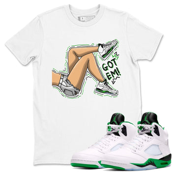 5s Lucky Green shirt to match jordans Got Em Legs sneaker tees Air Jordan 5 Lucky Green SNRT Sneaker Release Tees unisex cotton White 1 crew neck shirt