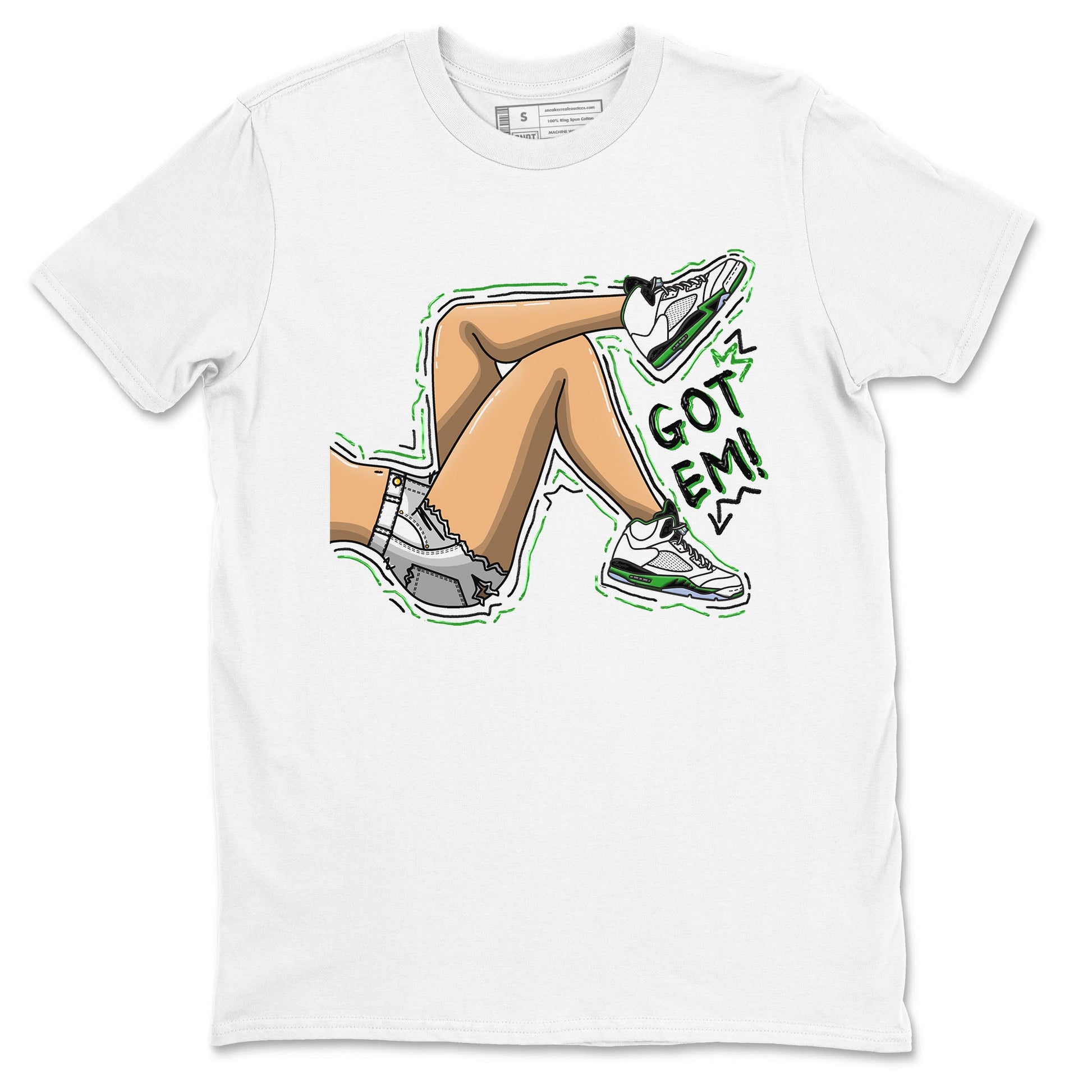5s Lucky Green shirt to match jordans Got Em Legs sneaker tees Air Jordan 5 Lucky Green SNRT Sneaker Release Tees unisex cotton White 2 crew neck shirt