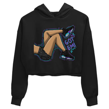 AJ6 Aqua shirt to match jordans Got Em Legs sneaker release tees Air Jordan 6 Aqua SNRT Sneaker Tees Black 2 Crop T-Shirt