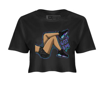 AJ6 Aqua shirt to match jordans Got Em Legs sneaker release tees Air Jordan 6 Aqua SNRT Sneaker Tees Black 2 Crop T-Shirt