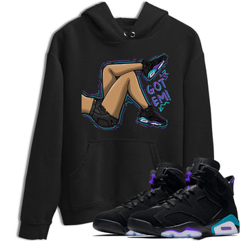 AJ6 Aqua shirt to match jordans Got Em Legs sneaker release tees Air Jordan 6 Aqua SNRT Sneaker Tees Unisex Streetwear Clothing Black 1 T-Shirt