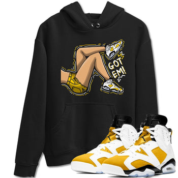 Got Em Legs sneaker match tees to Yellow Ochre 6s street fashion brand for shirts to match Jordans SNRT Sneaker Tees Air Jordan 6 Yellow Ochre unisex t-shirt Black 1 unisex shirt