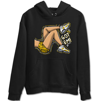 Got Em Legs sneaker match tees to Yellow Ochre 6s street fashion brand for shirts to match Jordans SNRT Sneaker Tees Air Jordan 6 Yellow Ochre unisex t-shirt Black 2 unisex shirt
