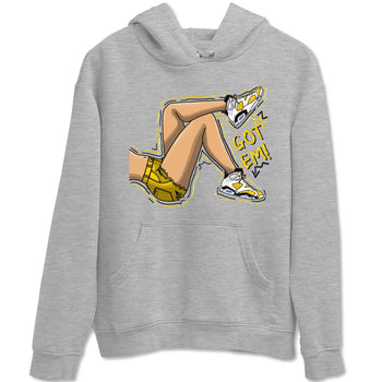 Got Em Legs sneaker match tees to Yellow Ochre 6s street fashion brand for shirts to match Jordans SNRT Sneaker Tees Air Jordan 6 Yellow Ochre unisex t-shirt Heather Grey 2 unisex shirt