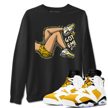 Got Em Legs sneaker match tees to Yellow Ochre 6s street fashion brand for shirts to match Jordans SNRT Sneaker Tees Air Jordan 6 Yellow Ochre unisex t-shirt Black 1 unisex shirt