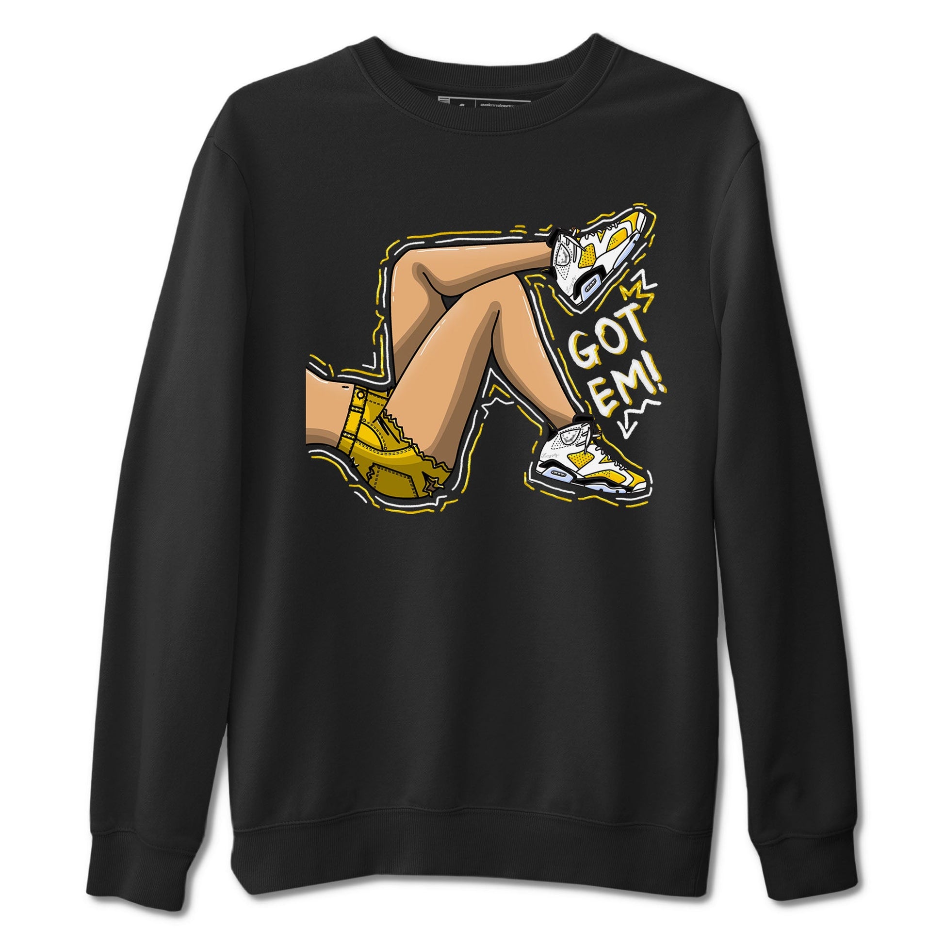 Got Em Legs sneaker match tees to Yellow Ochre 6s street fashion brand for shirts to match Jordans SNRT Sneaker Tees Air Jordan 6 Yellow Ochre unisex t-shirt Black 2 unisex shirt