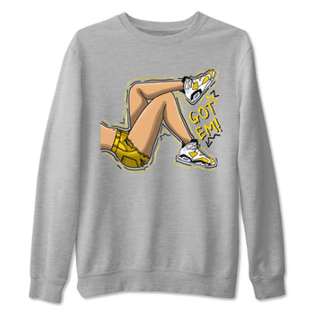 Got Em Legs sneaker match tees to Yellow Ochre 6s street fashion brand for shirts to match Jordans SNRT Sneaker Tees Air Jordan 6 Yellow Ochre unisex t-shirt Heather Grey 2 unisex shirt