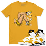 Got Em Legs sneaker match tees to Yellow Ochre 6s street fashion brand for shirts to match Jordans SNRT Sneaker Tees Air Jordan 6 Yellow Ochre unisex t-shirt Gold 1 unisex shirt