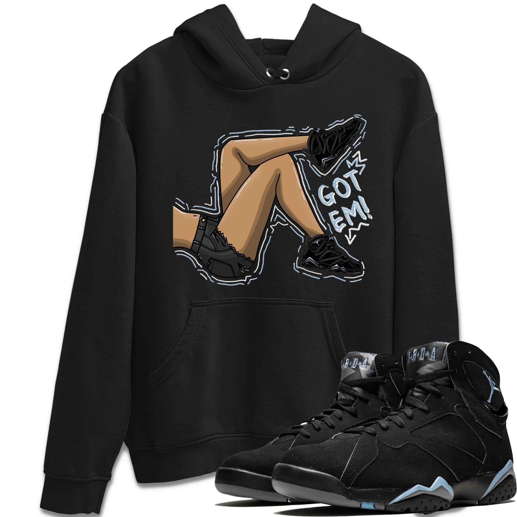 Air Jordan 7 Chambray shirt to match jordans Got Em Legs sneaker tees AJ7 Chambray SNRT Sneaker Release Tees Unisex Black 1 T-Shirt