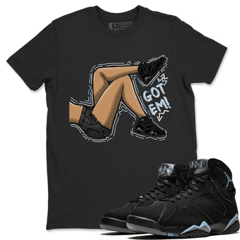 Air Jordan 7 Chambray shirt to match jordans Got Em Legs sneaker tees AJ7 Chambray SNRT Sneaker Release Tees Unisex Black 1 T-Shirt