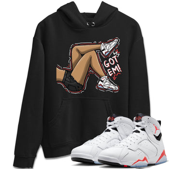 Air Jordan 7 White Infrared shirt to match jordans Got Em Legs sneaker tees White Infrared 7s SNRT Sneaker Release Tees Unisex Black 1 T-Shirt