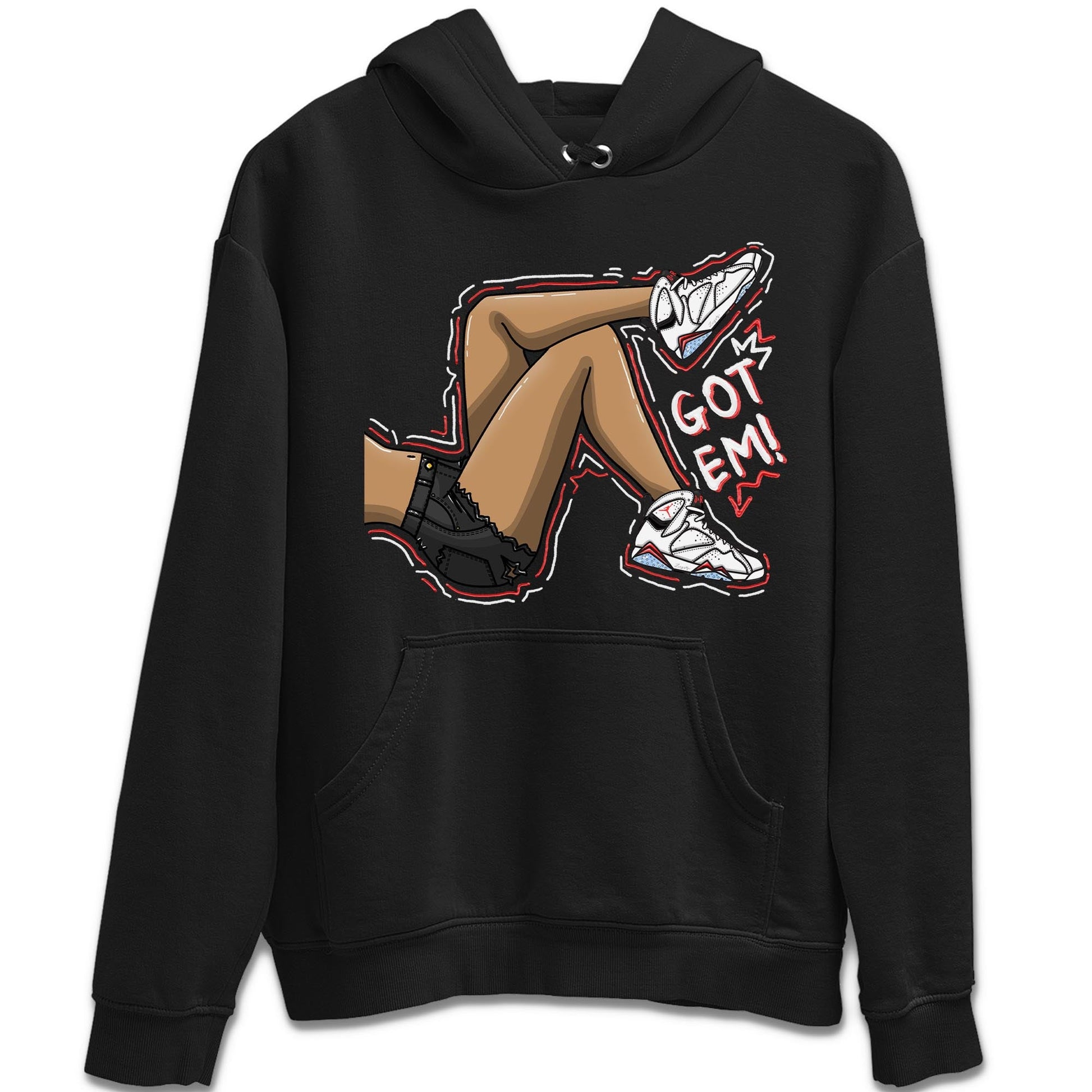 Air Jordan 7 White Infrared shirt to match jordans Got Em Legs sneaker tees White Infrared 7s SNRT Sneaker Release Tees Unisex Black 2 T-Shirt