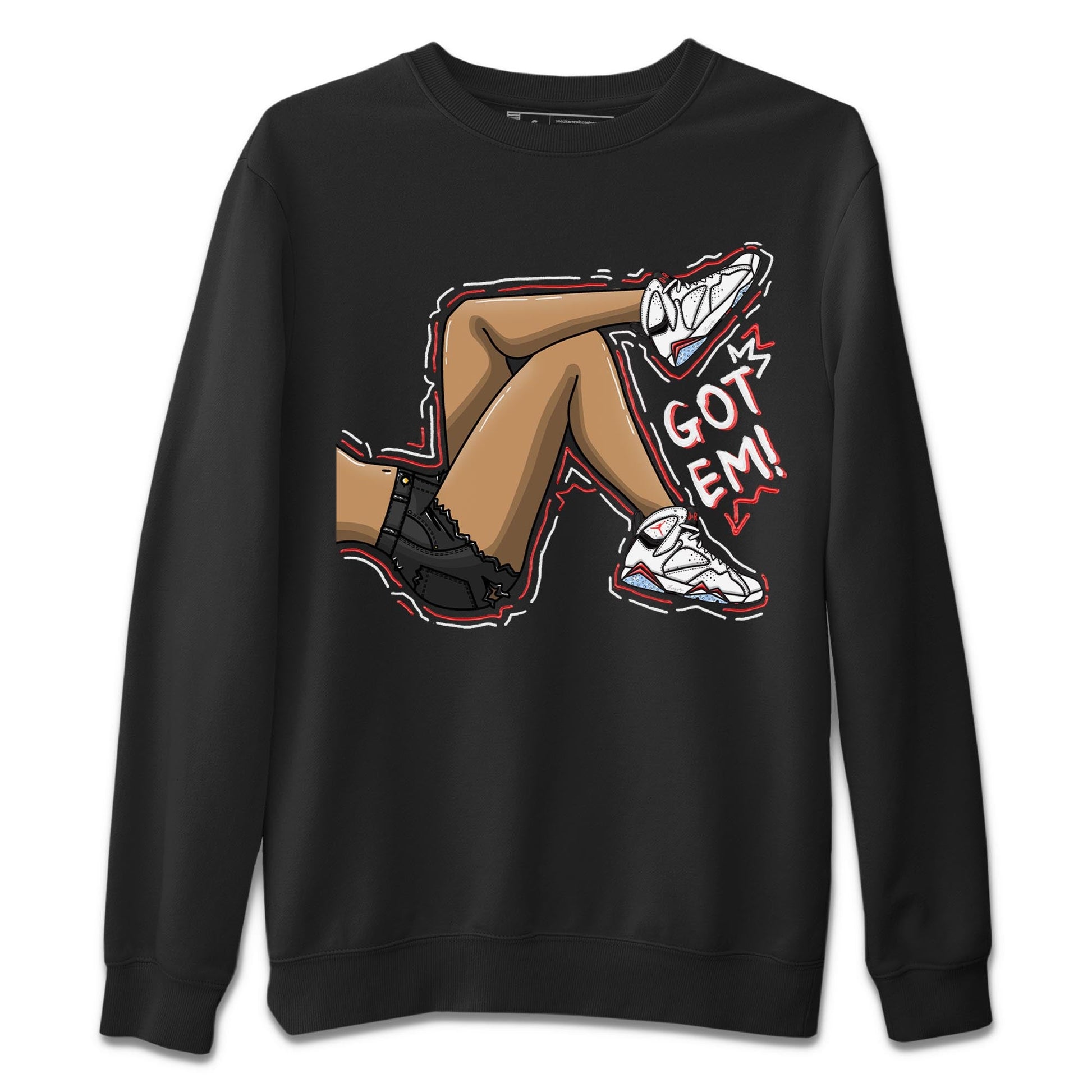 Air Jordan 7 White Infrared shirt to match jordans Got Em Legs sneaker tees White Infrared 7s SNRT Sneaker Release Tees Unisex Black 2 T-Shirt