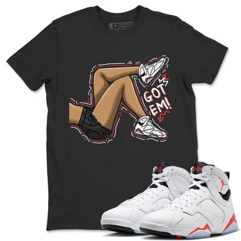 Air Jordan 7 White Infrared shirt to match jordans Got Em Legs sneaker tees White Infrared 7s SNRT Sneaker Release Tees Unisex Black 1 T-Shirt