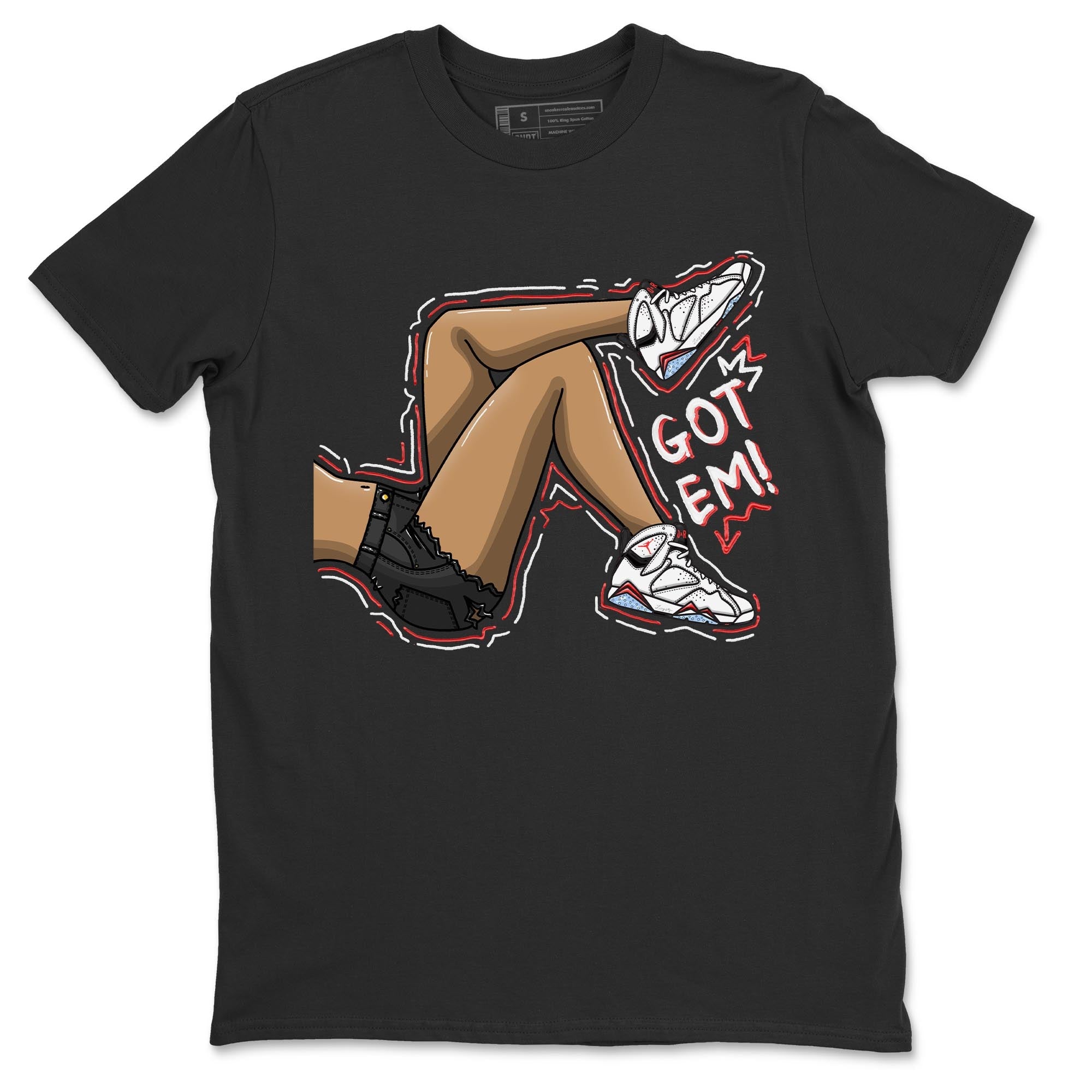 Air Jordan 7 White Infrared shirt to match jordans Got Em Legs sneaker tees White Infrared 7s SNRT Sneaker Release Tees Unisex Black 2 T-Shirt