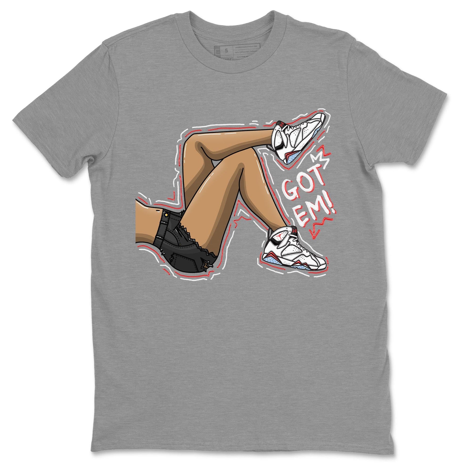 Air Jordan 7 White Infrared shirt to match jordans Got Em Legs sneaker tees White Infrared 7s SNRT Sneaker Release Tees Unisex Heather Grey 2 T-Shirt