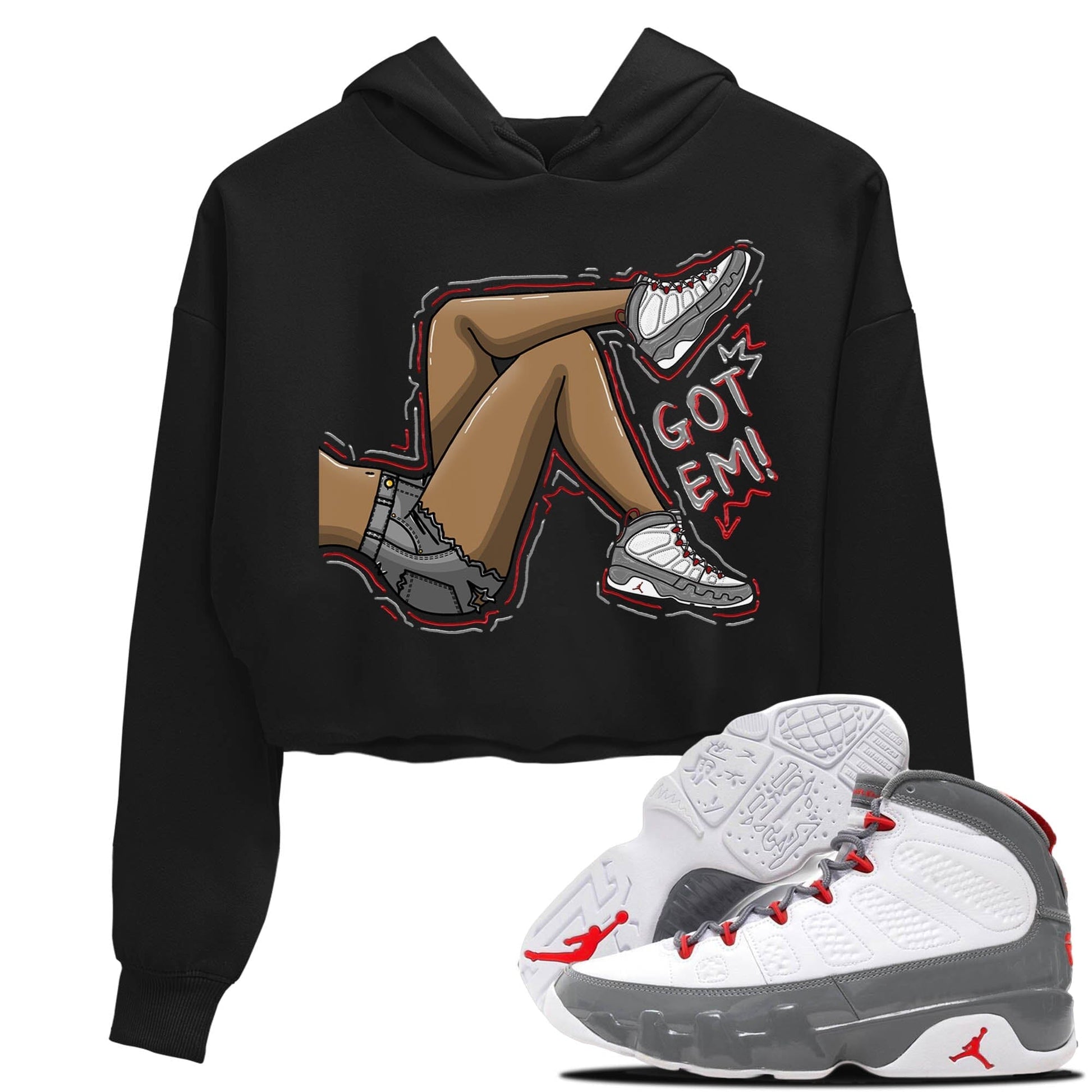 Jordan 9 Fire Red Sneaker Match Tees Got Em Legs Sneaker Tees Jordan 9 Fire Red Sneaker Release Tees Women's Shirts