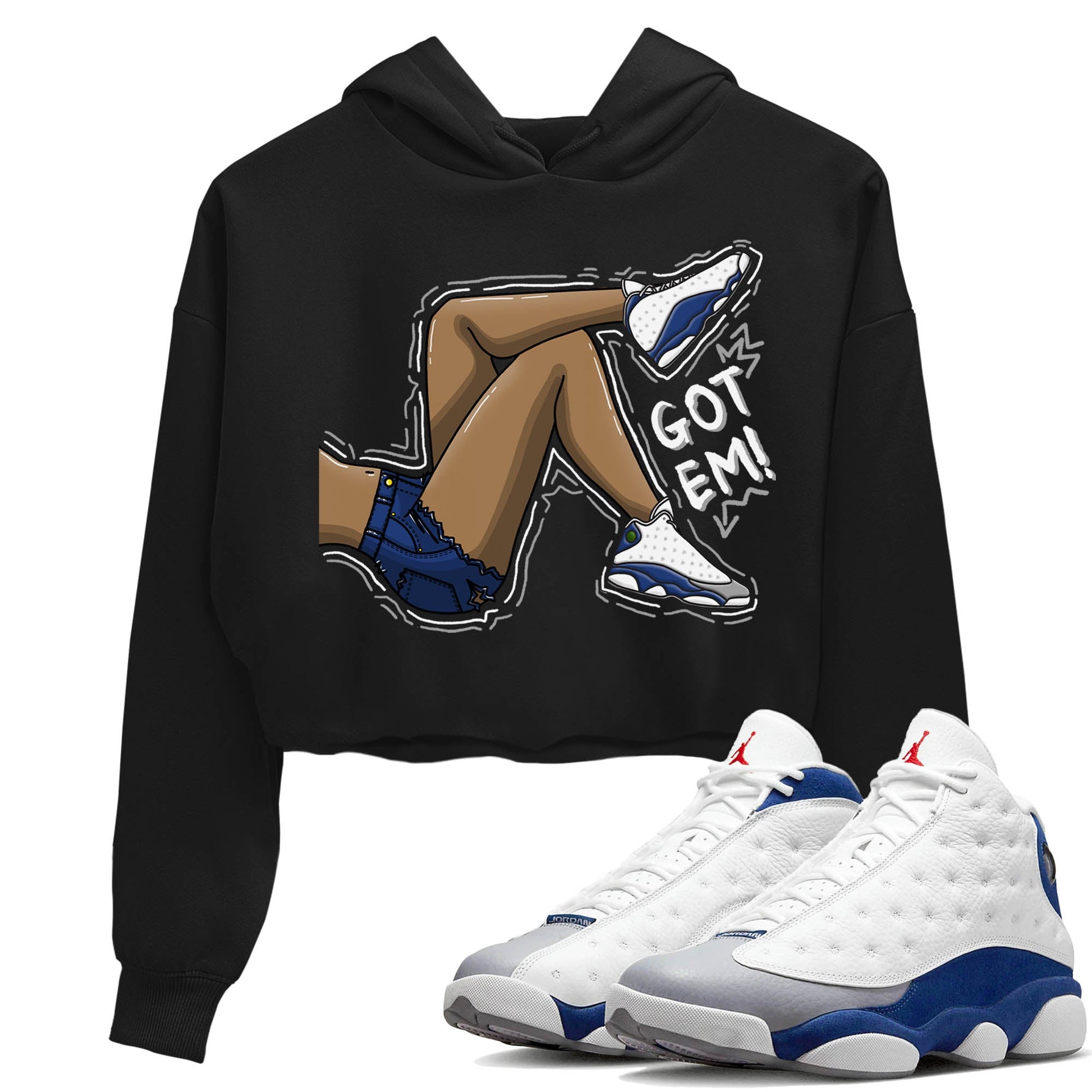 Jordan 13 French Blue Sneaker Match Tees Got Em Legs Sneaker Tees Jordan 13 French Blue Sneaker Release Tees Women's Shirts