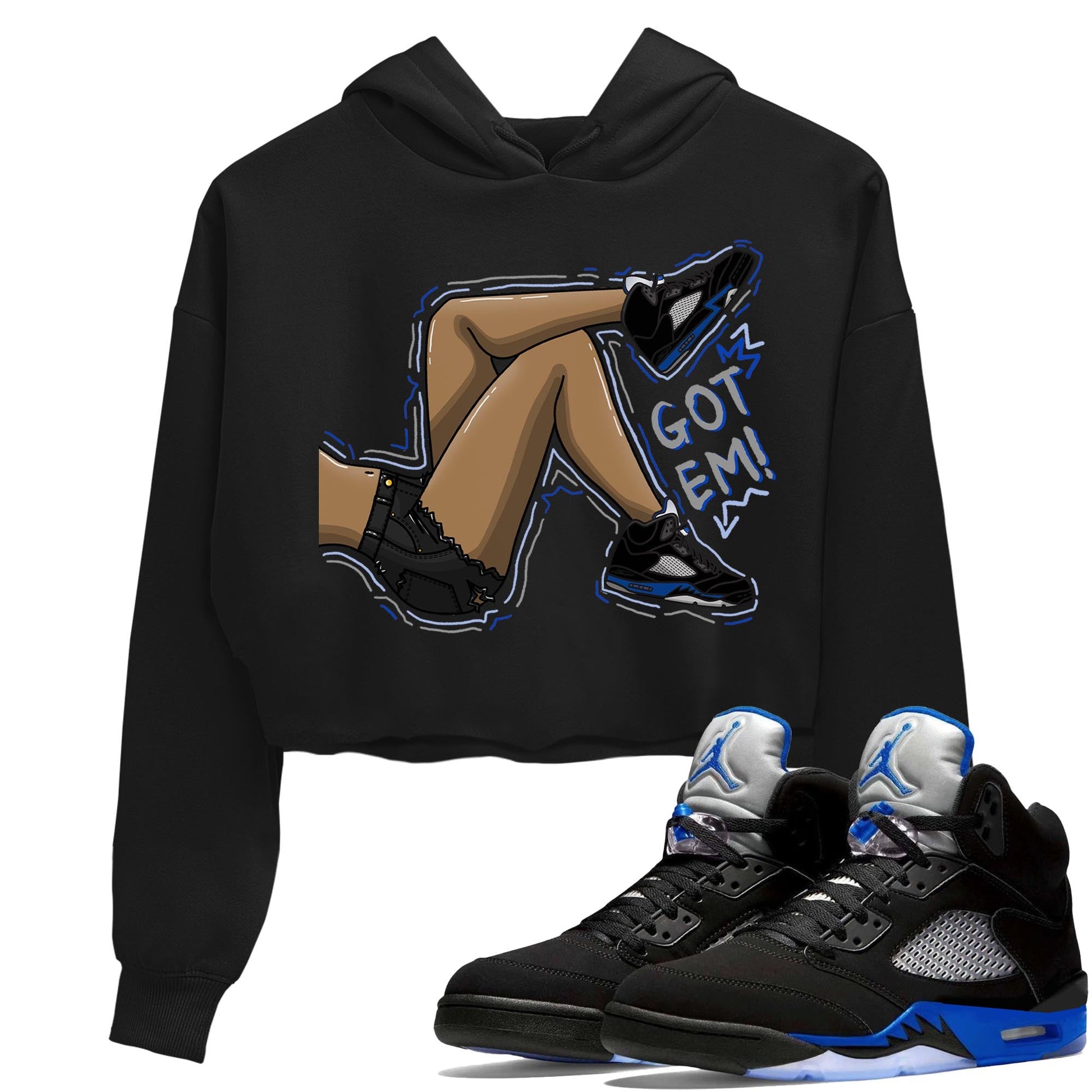 Jordan 5 Racer Blue Sneaker Match Tees Got Em Legs Sneaker Tees Jordan 5 Racer Blue Sneaker Release Tees Women's Shirts