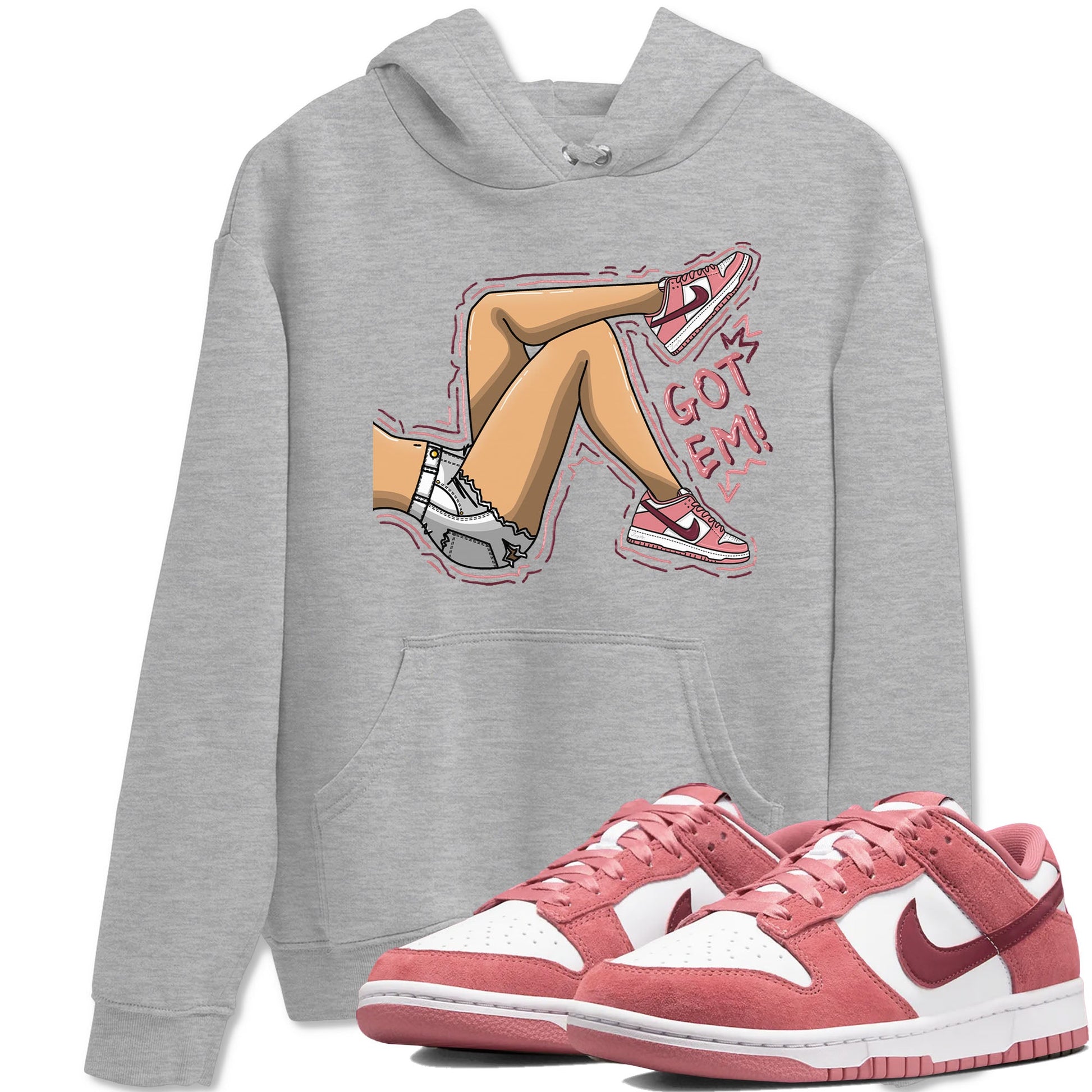 Dunk Valentine's Day shirt to match jordans Got Em Legs sneaker tees Dunks Valentine's Day SNRT sneaker Release Tees unisex cotton Heather Grey 1 crew neck shirt