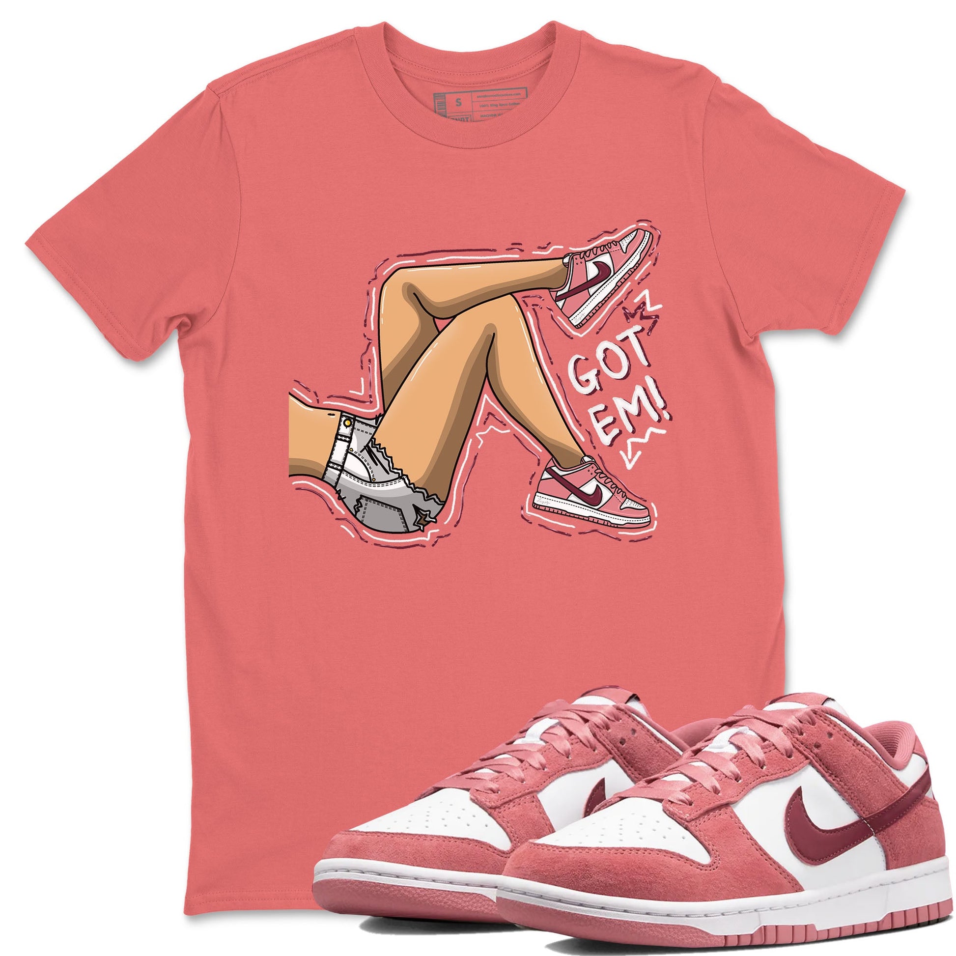 Dunk Valentine's Day shirt to match jordans Got Em Legs sneaker tees Dunks Valentine's Day SNRT sneaker Release Tees unisex cotton Coral 1 crew neck shirt