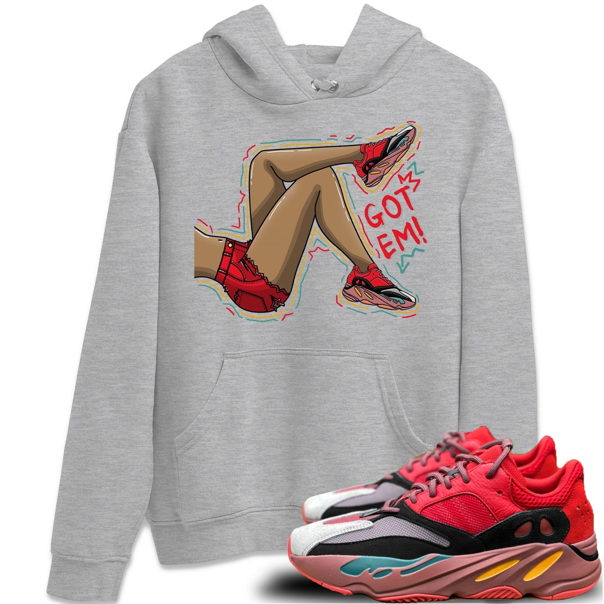 Yeezy 700 Hi-Res Red Sneaker Match Tees Got Em Legs Sneaker Tees Yeezy 700 Hi-Res Red Sneaker Release Tees Unisex Shirts