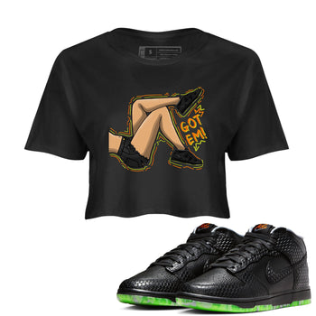 Nike Dunk Mid Premium shirt to match jordans Got Em Legs sneaker tees Nike Dunk Mid Halloween SNRT Sneaker Tees Sneaker Matching Clothing Brand Black 1 Crop T-Shirt