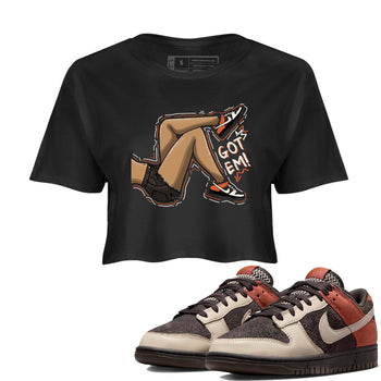 Nike Low Dunk Red Panda shirt to match jordans Got Em Legs sneaker tees Nike Dunk Red Panda SNRT Sneaker Tees Black 1 Crop T-Shirt