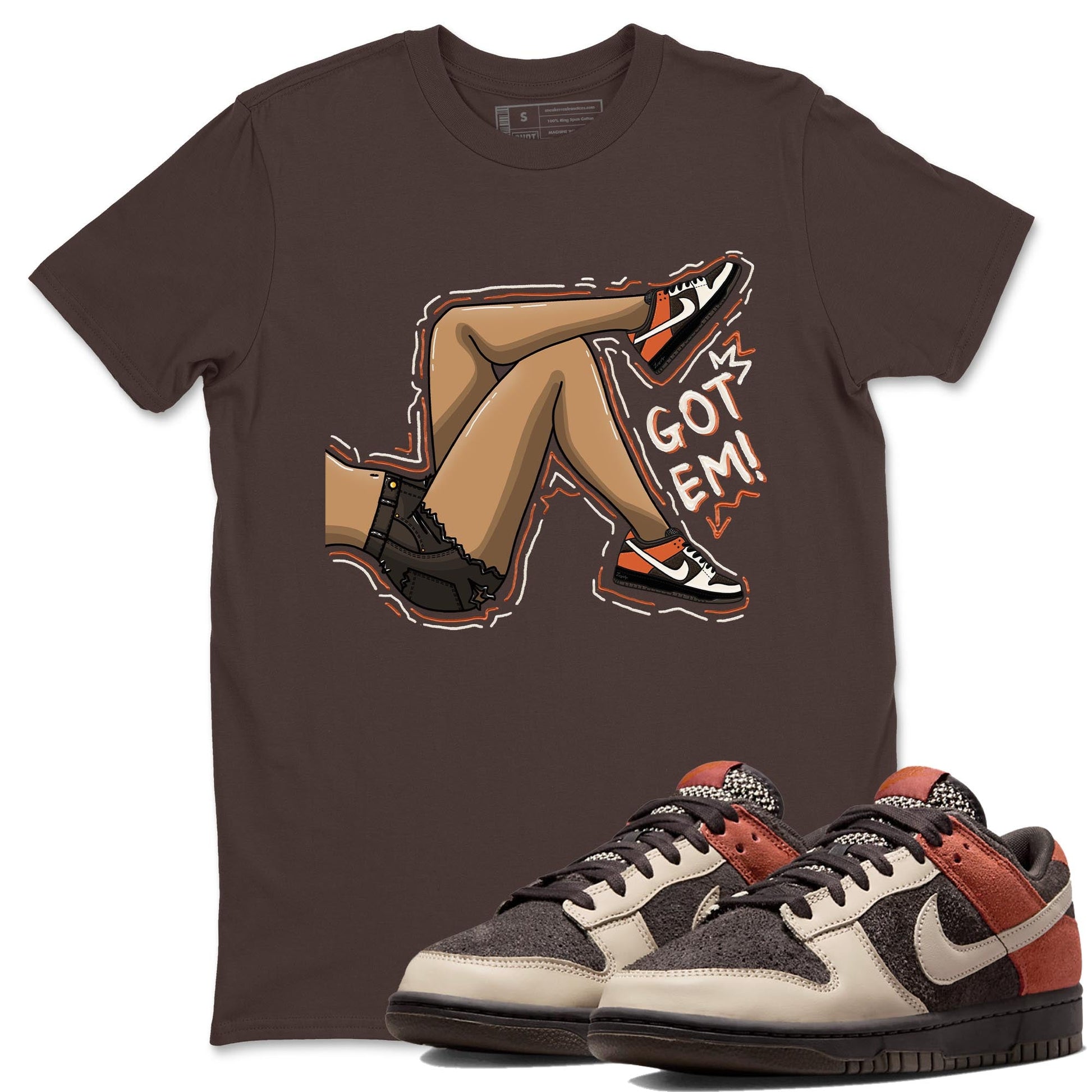 Nike Low Dunk Red Panda shirt to match jordans Got Em Legs sneaker tees Nike Dunk Red Panda SNRT Sneaker Tees Unisex Streetwear Clothing Dark Chocolate 1 T-Shirt