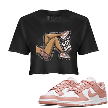 Nike Dunks Low Rose Whisper shirt to match jordans Got Em Legs sneaker tees Nike Dunk Rose Whisper SNRT Sneaker Release Tees Black 1 Crop T-Shirt